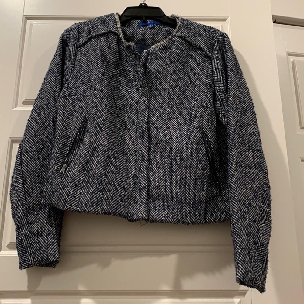 Navy Blue & White Tweed Jacket